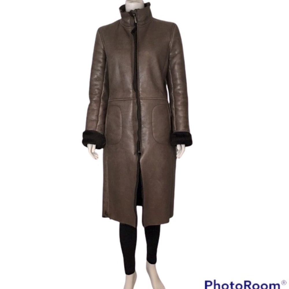 MO851 Genuine Leather Long Coat Size M